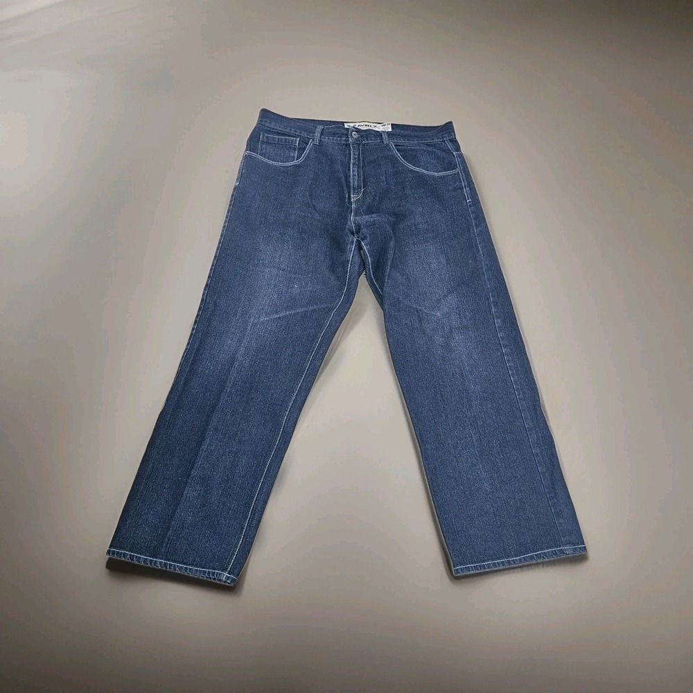 Avirex Jeans Mens Size 44B/34(42/32) Dark   Denim Baggy Embroidered Y2K 2000's
